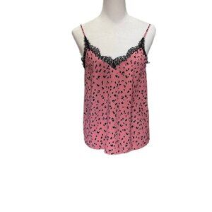 DIVIDED Sleeveless Animal Print Cami with Lace / Color: Pink / Size: 6